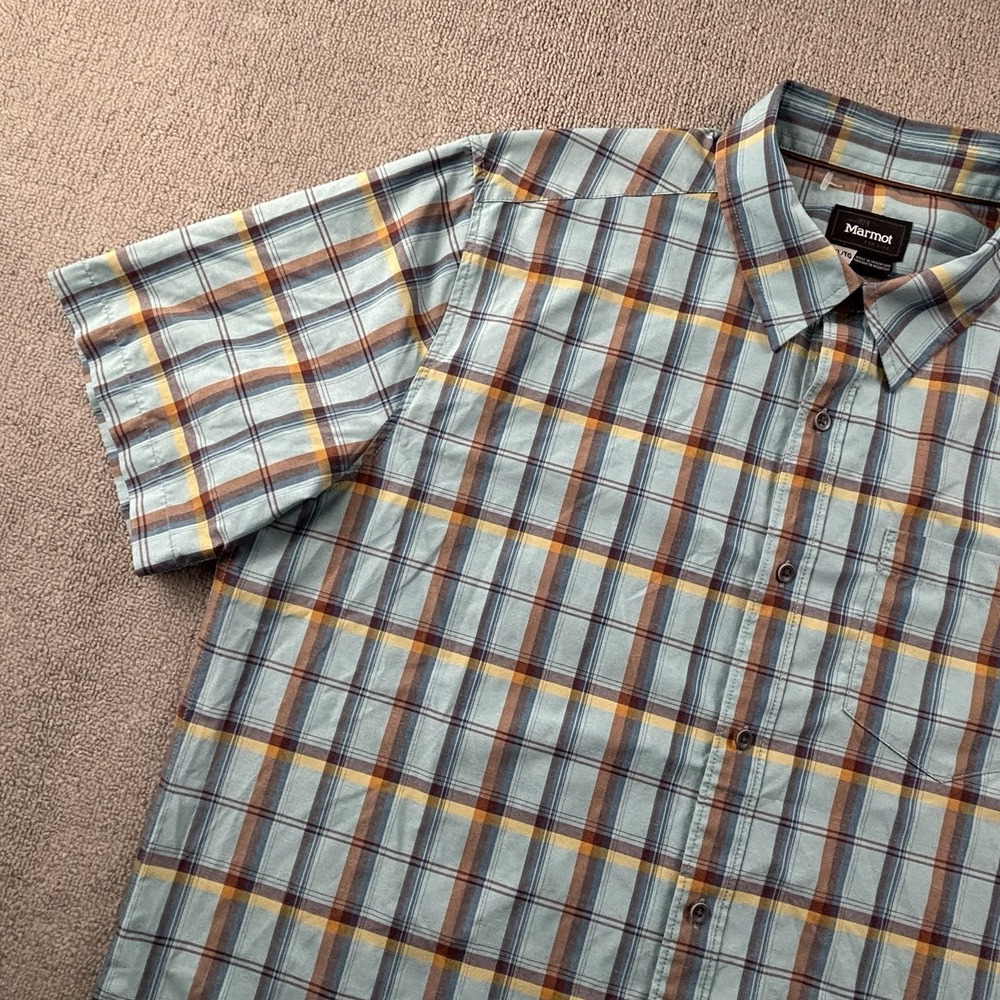 Marmot Shirt Adult Extra Large Check button Up Short Sleeve Outdoor Casual Men's - Picture 2 of 14